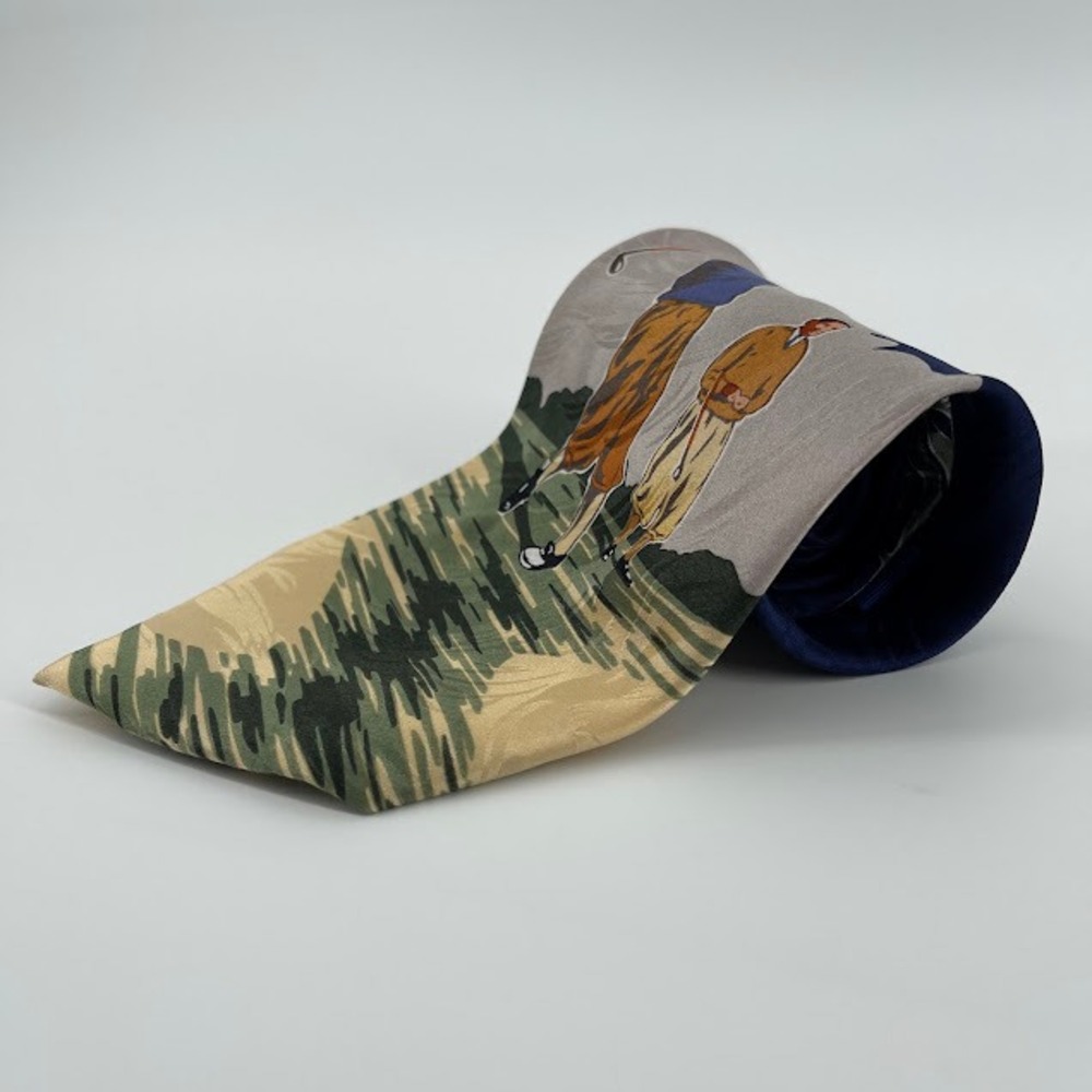 Tommy Bahama Golf Tie Novelty Silk Necktie Golfers Blue‎ Palm Tree